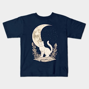 Celestial Cat Moon Kids T-Shirt